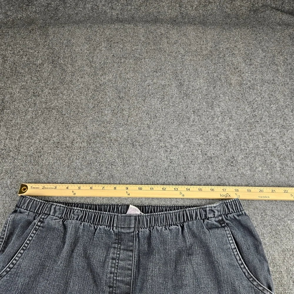 Allison Daley Women Black Denim Elastic Waist‎ Pull On Pants Straight Leg 18W S